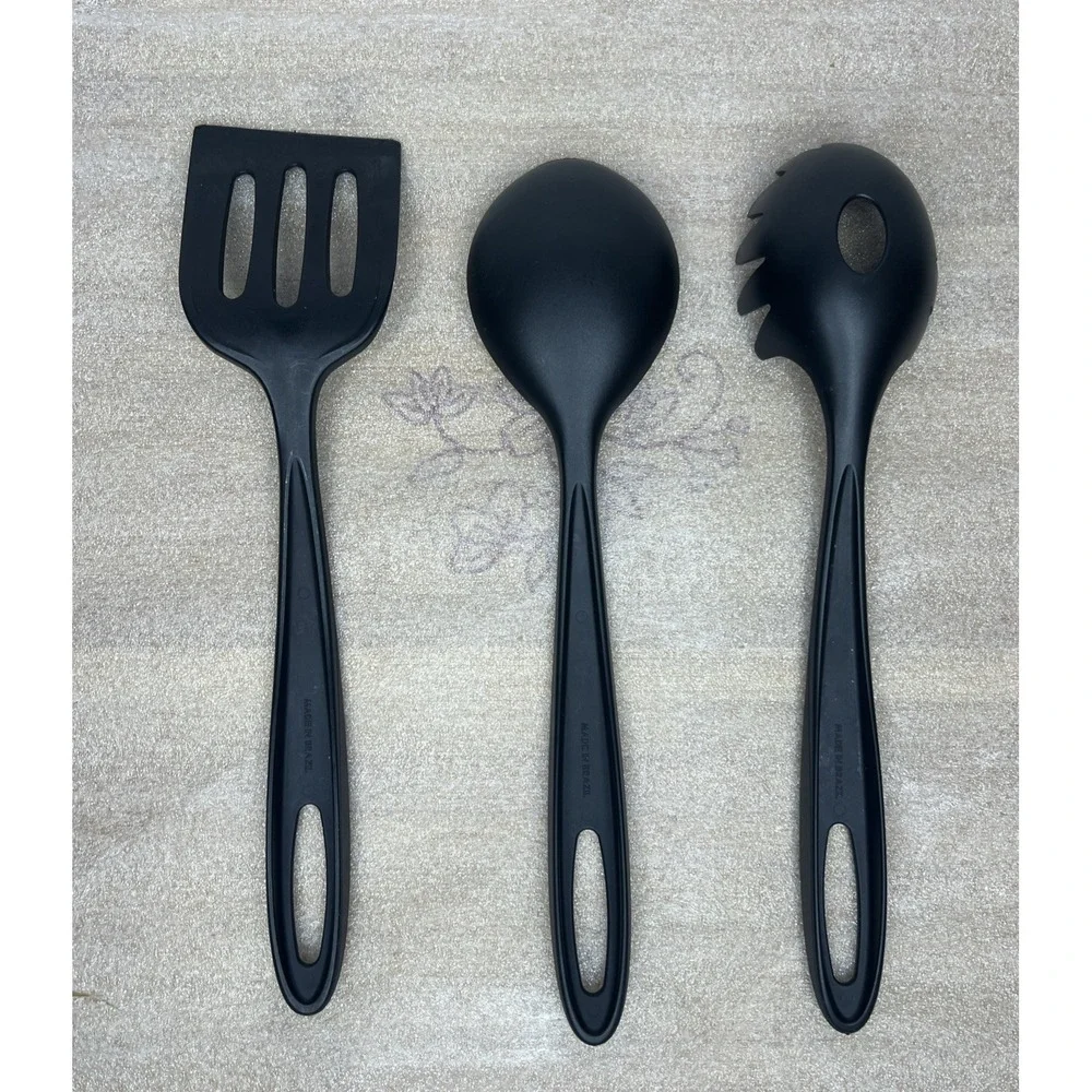 Tramontina Black Kitchen Utensils - Spatula, Spoon, Pasta Spoon- Great Condition